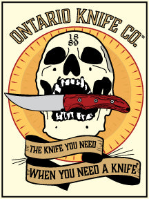 Ontario Knife Co. Skull and Knife Sticker